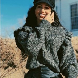 Topshop ruffled chunky sweater. True to size. Comfy and versatile!